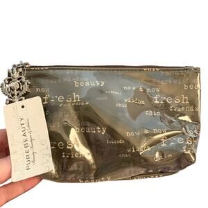 Pure Beauty Cosmetic Pouch Zip Around Compact Sayings Water Resistant Lined NWT